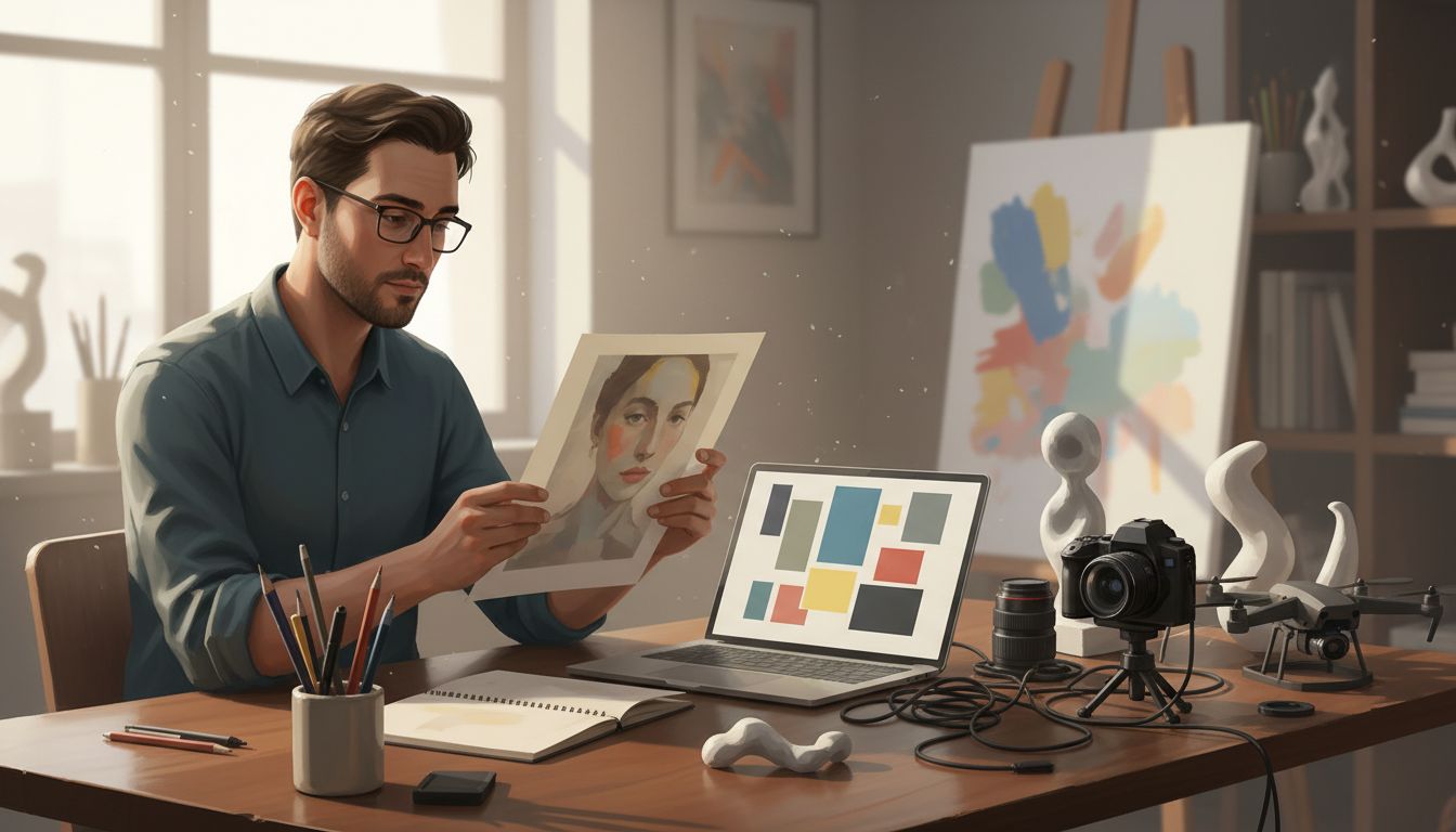 Professional creating a job-themed caricature from structured prompts